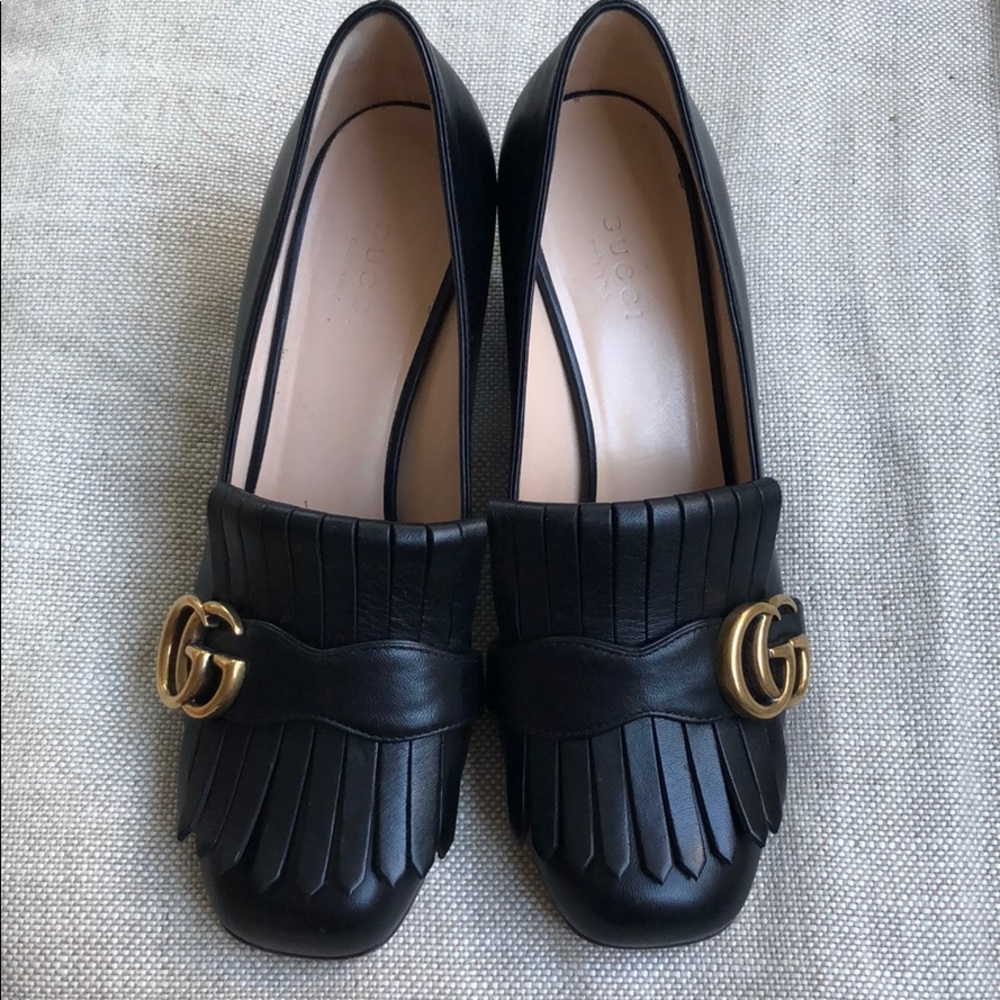 ❌SOLD❌Gucci Marmont Heeled Loafers Black 36.5